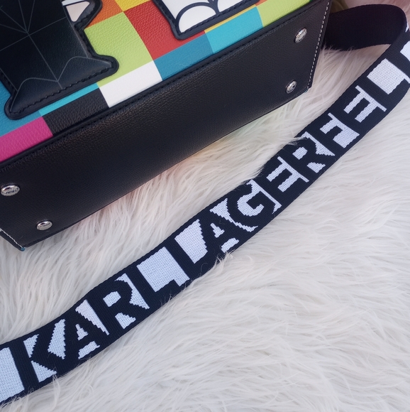LAST ONE🔥 Karl Lagerfeld Multicolored Rainbow Checkered Maybelle Satchel - Picture 11 of 15